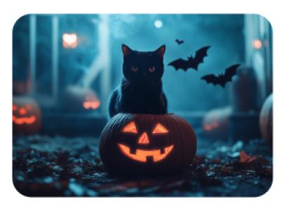 Misztikus Fekete Macska és Tök – Halloween Hangulat